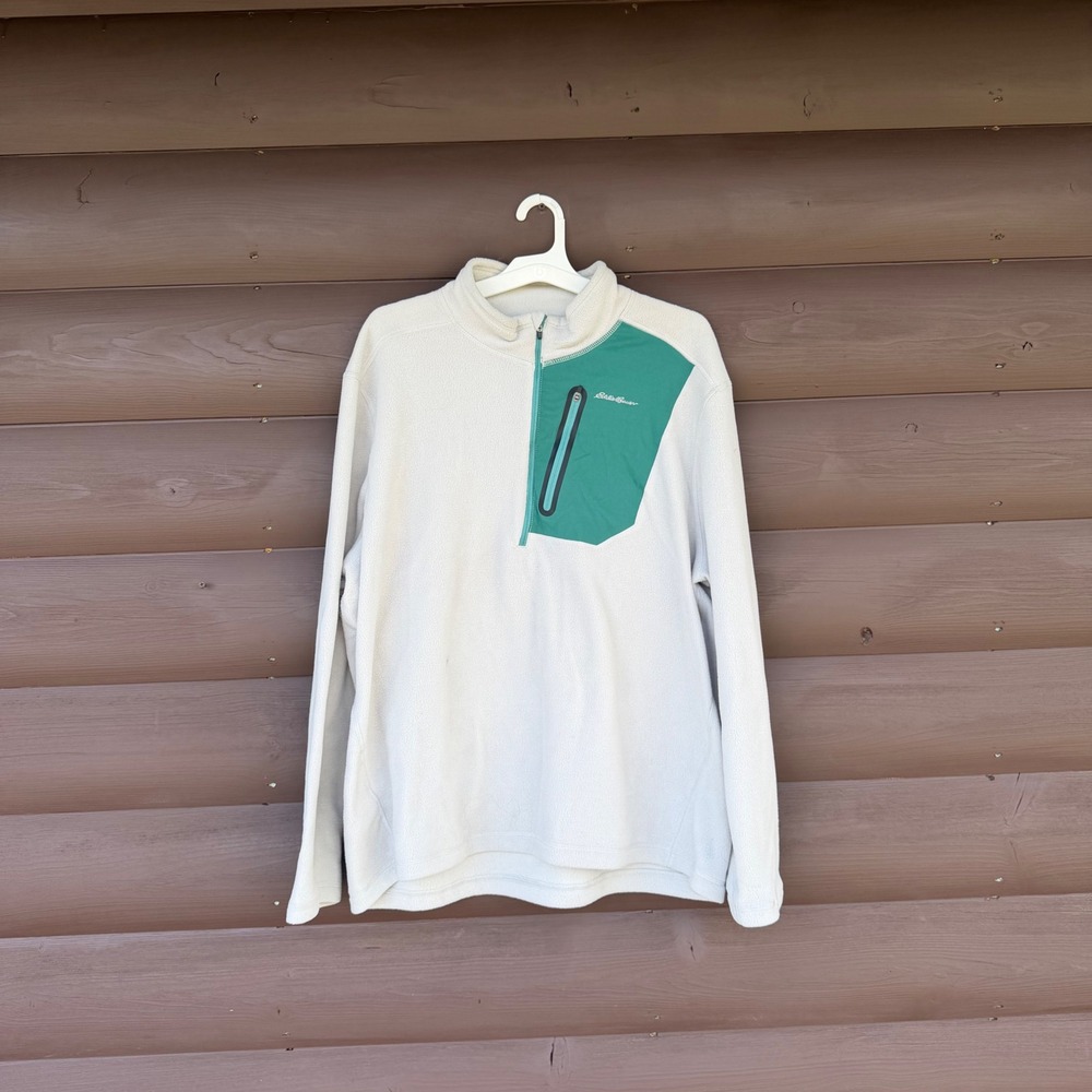 Eddie‎ Bauer Cloud Layer Pro 1/4-Zip Pullover Men's Sz XXL Cement and Teal